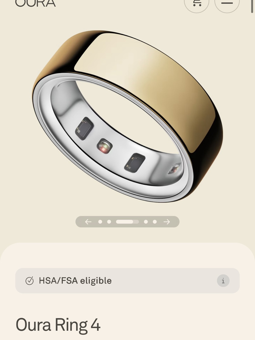 Oura Ring 4 — Gold Size 6